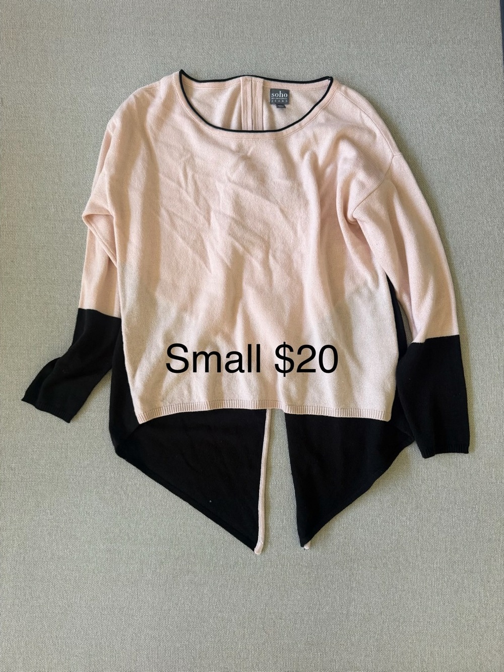 Soho Pink Sweater with Black Contrast Hem